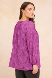 EVANS Plus Size Purple Zebra Burnout Blouse | Evans 2