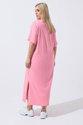 LIMITED COLLECTION Plus Size Pink 'Beach Club' Slogan Maxi Dress | Yours Clothing 2