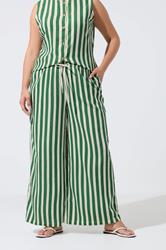 LIMITED COLLECTION Plus Size Green & White Stripe Trousers | Yours Clothing  1