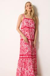 LTS Tall Women's Red Floral Contrast Swirl Maxi Dress | Long Tall Sally 1