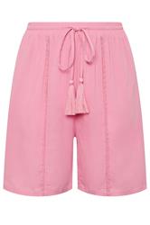 YOURS Plus Size Pink Tassel Shorts | Yours Clothing 5