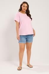 YOURS Plus Size Pink Interlock T-Shirt | Yours Clothing 1
