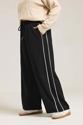 YOURS Plus Size Black Side Stripe Wide Leg Trousers | Yours Clothing 3