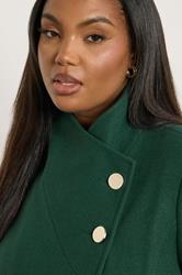 YOURS Plus Size Dark Green Formal Wrap Coat | Yours Clothing 4