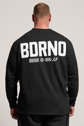 BDRNO Big & Tall Black Printed Long Sleeve T-Shirt | BadRhino 2