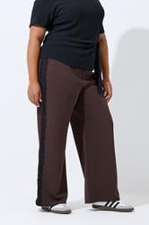 LIMITED COLLECTION Plus Size Chocolate Brown Lace Insert Trousers | Yours Clothing 2