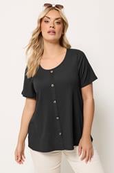 YOURS Plus Size Black Crinkle T-Shirt | Yours Clothing 3