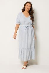 YOURS Plus Size Blue Stripe Maxi Dress | Yours Clothing 1