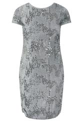 YOURS LONDON Curve Grey Velvet Sequin Shift Dress