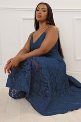 YOURS LONDON Plus Size Navy Blue Lace Midi Dress | Yours Clothing 3