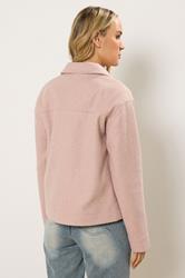 LTS Tall Light Pink Brushed Button Trucker Jacket | Long Tall Sally 4