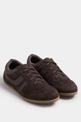 LTS Chocolate Brown Padded Retro Trainers In Standard Fit