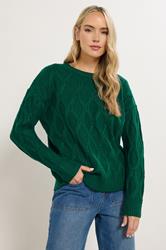 LTS Tall Dark Green Cable Knit Jumper | Long Tall Sally 3
