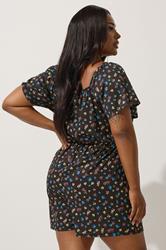LIMITED COLLECTION Plus Size Black Ditsy Floral Playsuit | Yours Clothing 3