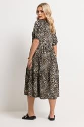 YOURS Plus Size Natural Brown Leopard Tiered Midi Dress | Yours Clothing 4