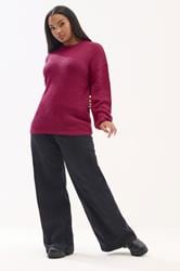 YOURS Plus Size Dark Pink Soft Touch Knitted Jumper | Yours Clothing 1