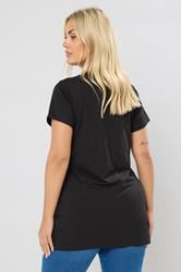 Plus Size Black Longline T-Shirt | Yours Clothing 2