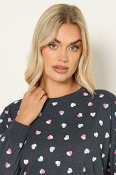 YOURS Plus Size Grey Heart Long Sleeve Nightdress | Yours Clothing 4
