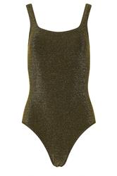 LTS Tall Women's Gold Metallic Square Neck Swimsuit | Long Tall Sally 6