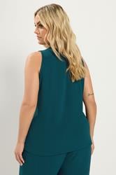 YOURS Plus Size Teal Green Waistcoat | Yours Clothing 2