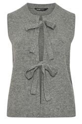 YOURS Curve Dark Grey Double Tie Knitted Vest Top