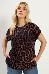 YOURS Plus Size Brown Leopard T-Shirt | Yours Clothing 3