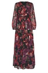 LTS Tall Black Rose Jacquard Metallic Maxi Dress | Long Tall Sally 5