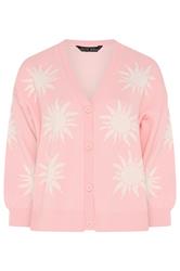 LIMITED COLLECTION Plus Size Pink Sun Balloon Sleeve Knitted Cardigan | Yours Clothing 6