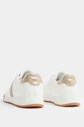 White Side Stripe Gum Sole Trainers In Extra Wide EEE Fit | Yours Clothing 4