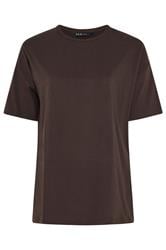 YOURS Plus Size Chocolate Brown Longline T-Shirt | Yours Clothing 5