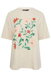 YOURS Curve Natural Brown Floral Graphic T-Shirt