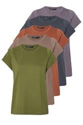 YOURS Plus Size 5 PACK Green & Orange T-Shirts | Yours Clothing 10