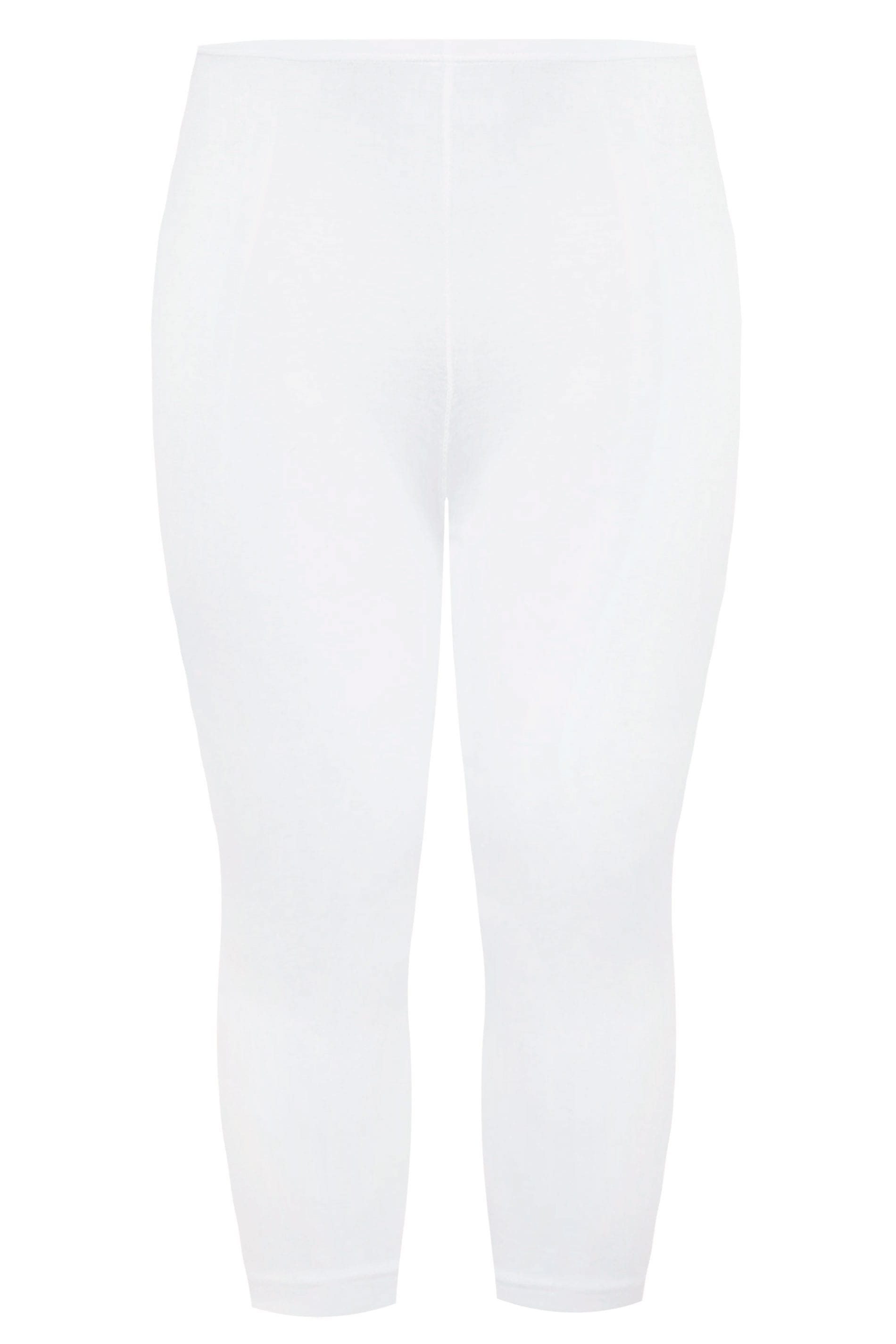 Plus Size YOURS FOR GOOD White Cotton Essential Cropped Leggings | Yours Clothing 5