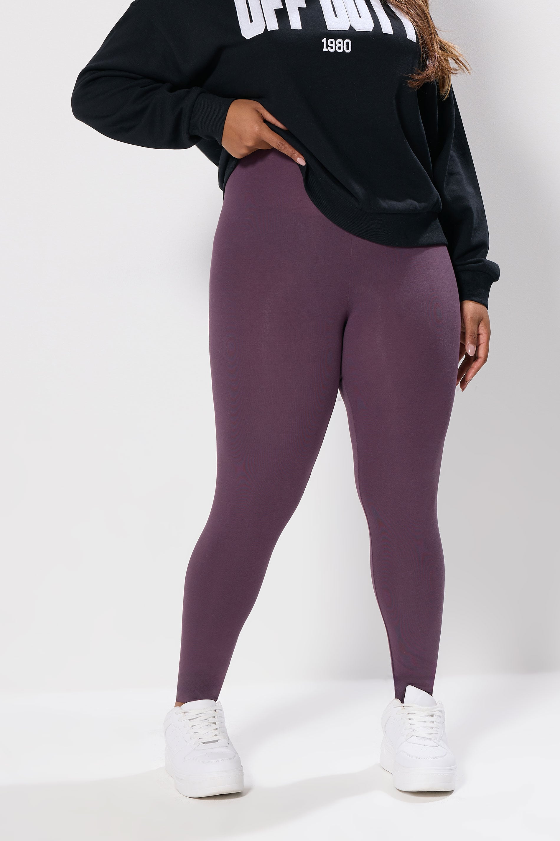 YOURS Plus Size Purple High Waisted Leggings | Yours Clothing 3