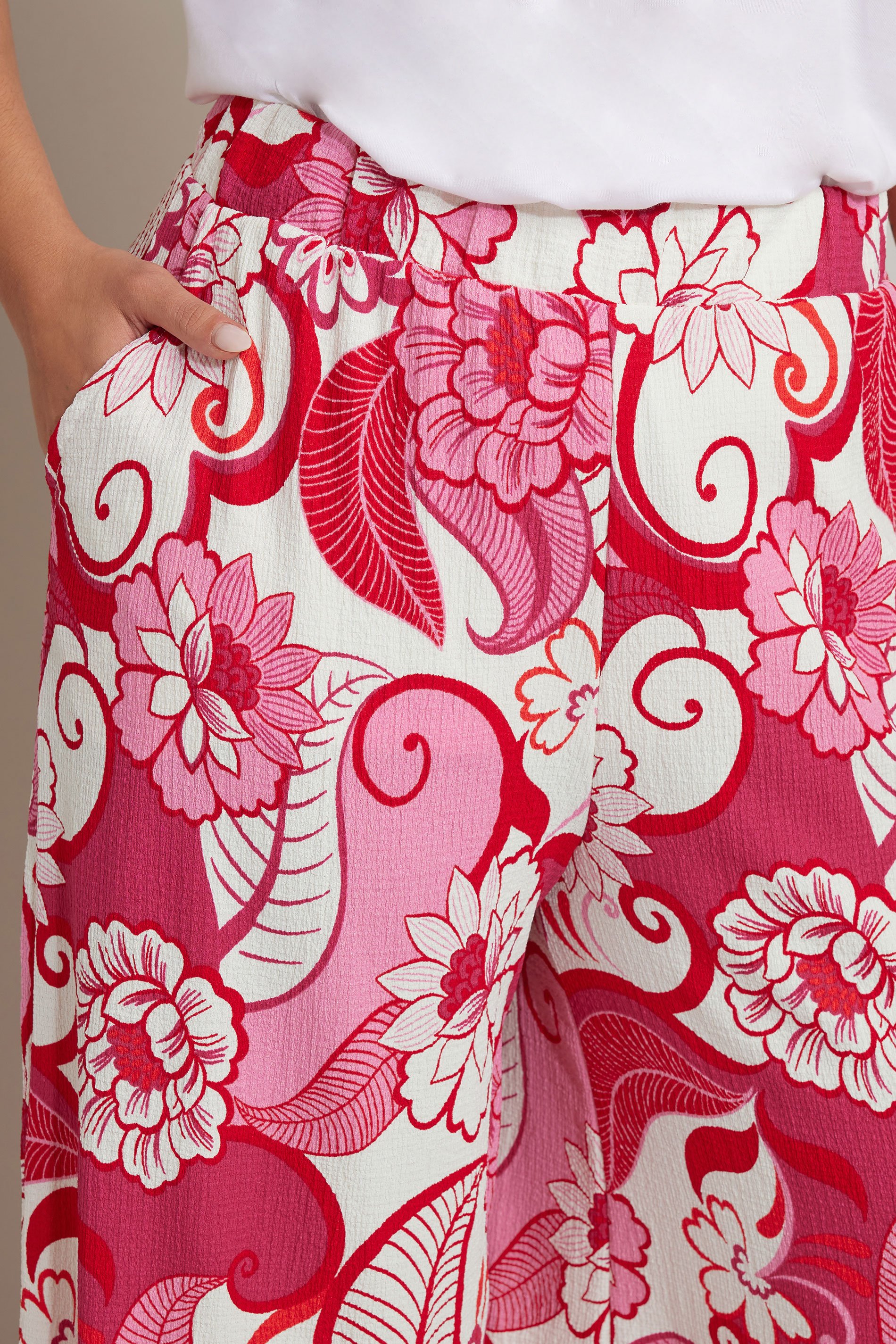 YOURS Plus Size Pink Floral Textured Midaxi Culottes | Yours Clothing 4