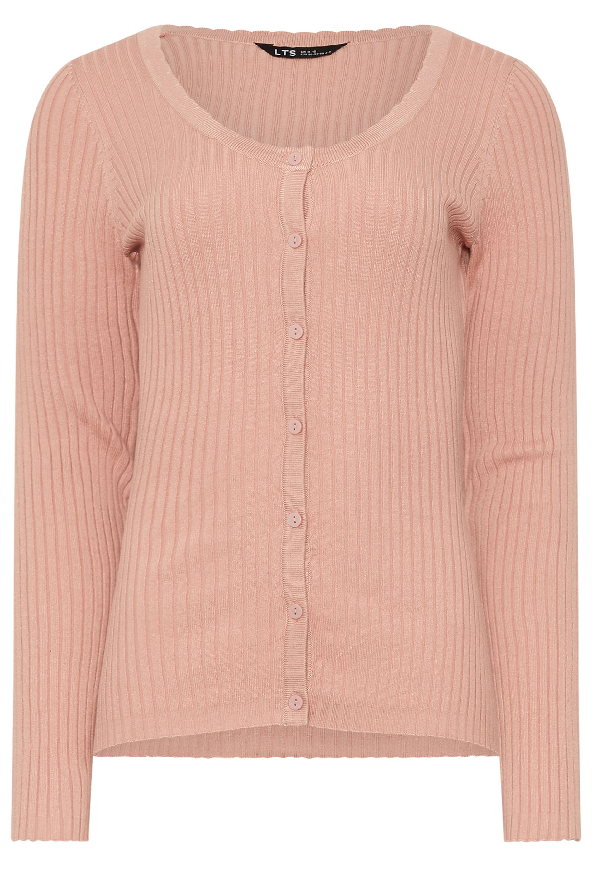LTS Tall Blush Pink Ribbed Scallop Hemline Cardigan | Long Tall Sally 5