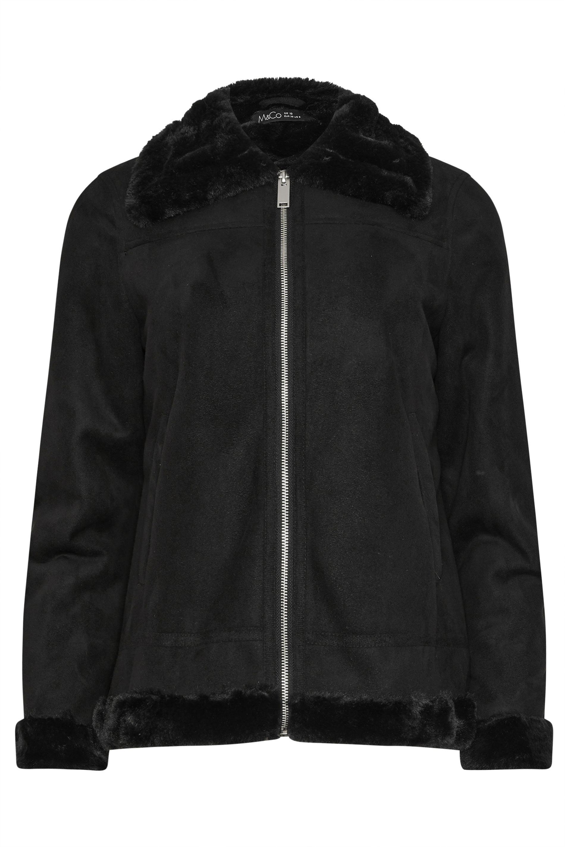 M&Co Black Faux Suede Aviator Jacket  8