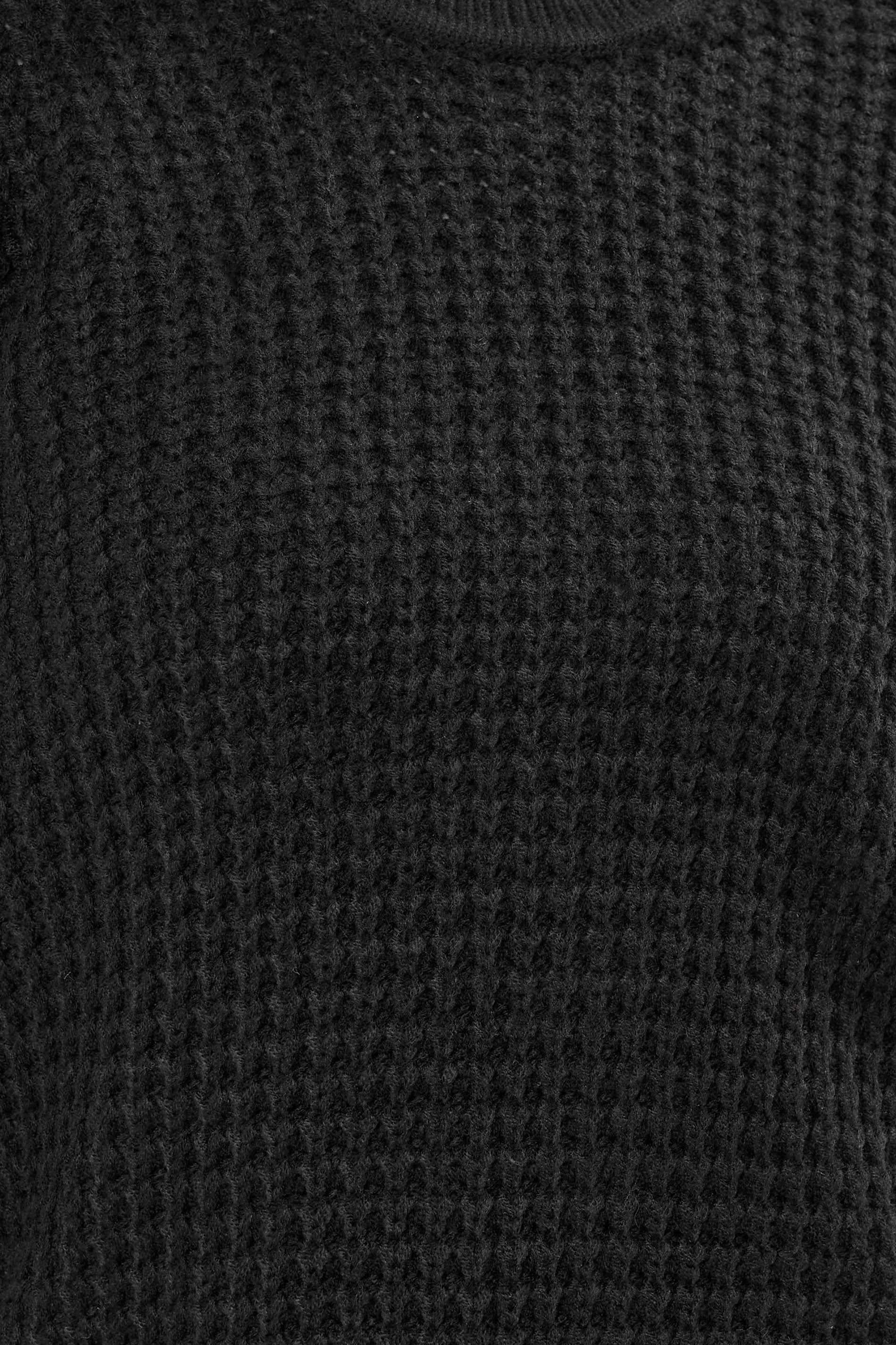 YOURS Plus Size Black Waffle Knit Jumper | Yours Clothing 4