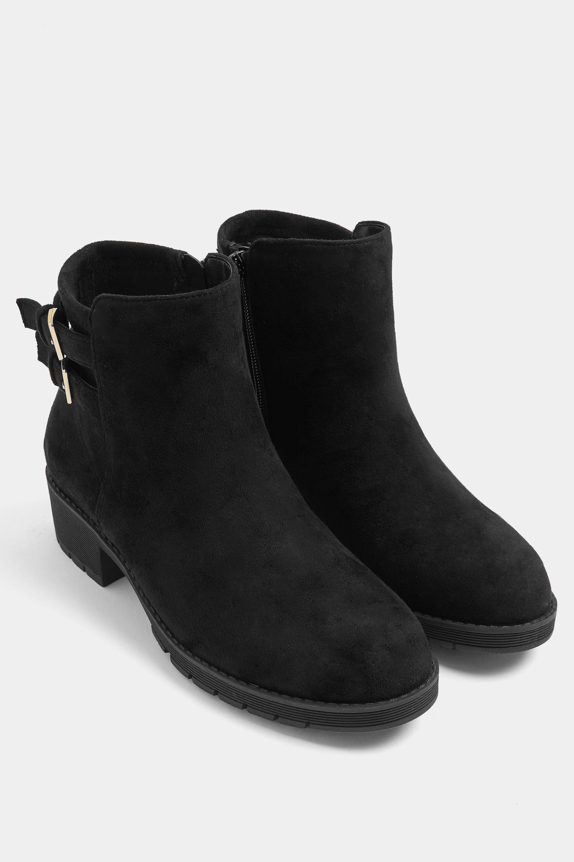 Black Double Buckle Chelsea Boots In Wide E Fit | Yours Clothing 3