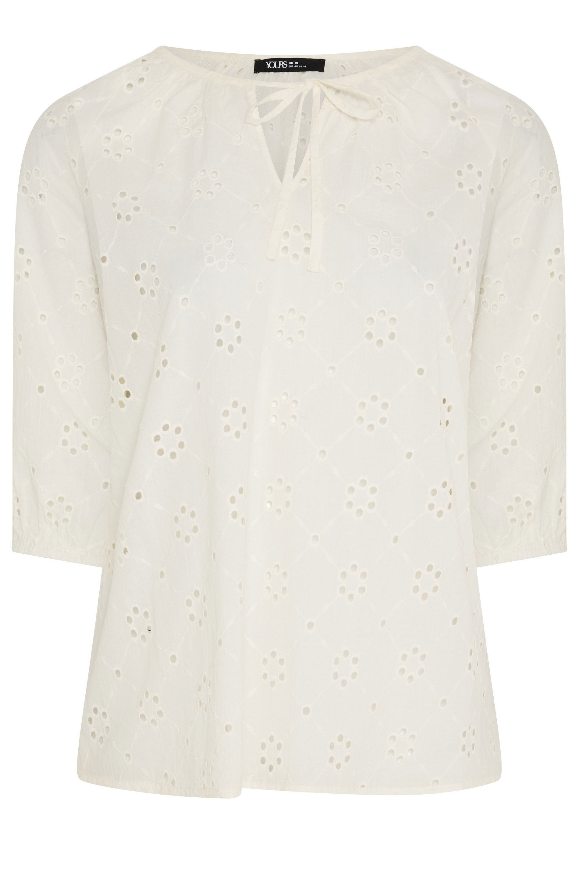 YOURS Curve White Floral Broderie Anglaise Top | Yours Clothing 5