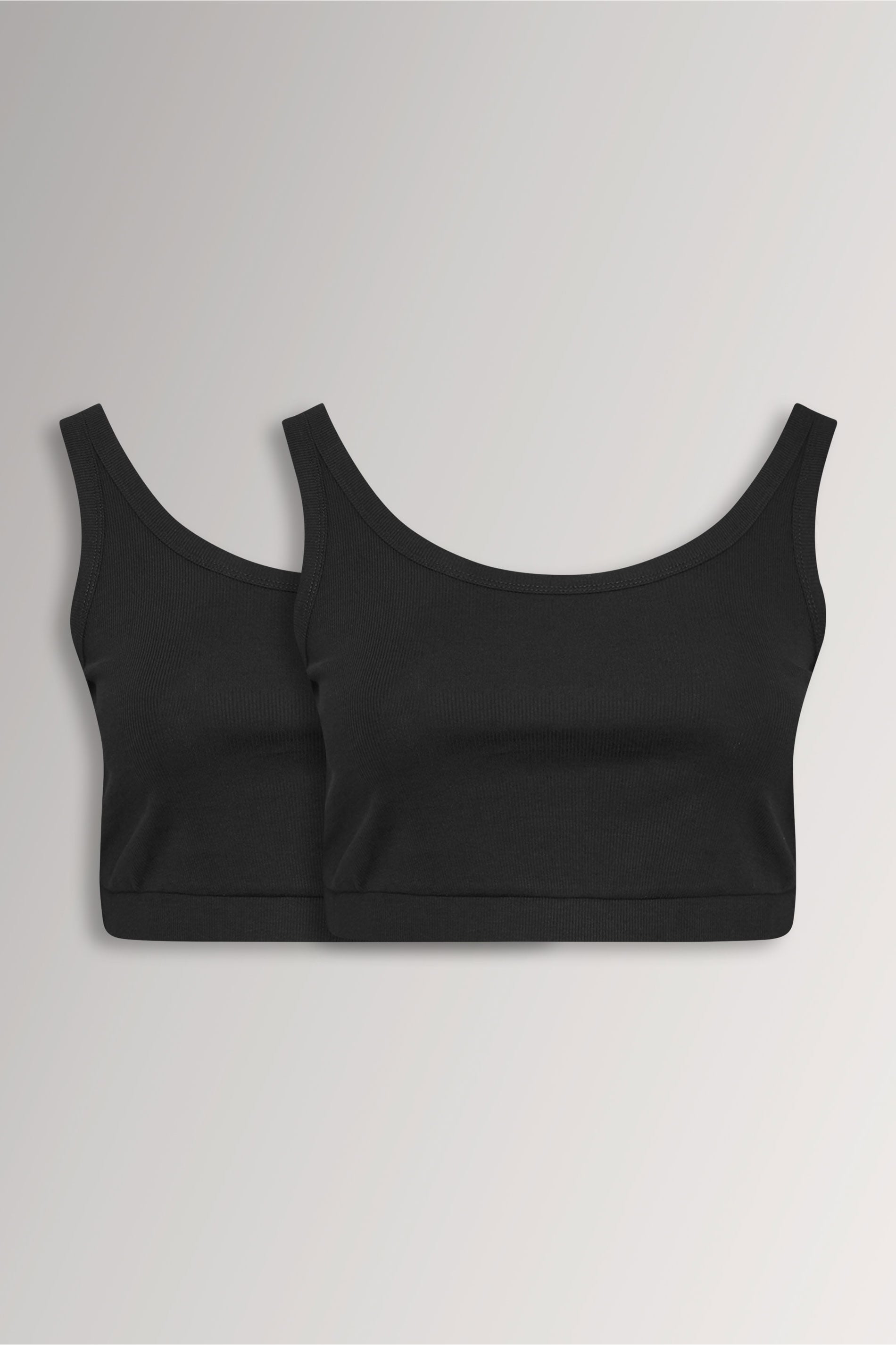 YOURSET Plus Size 2 PACK Black Ribbed Crop Tops | Yours Clothing 3
