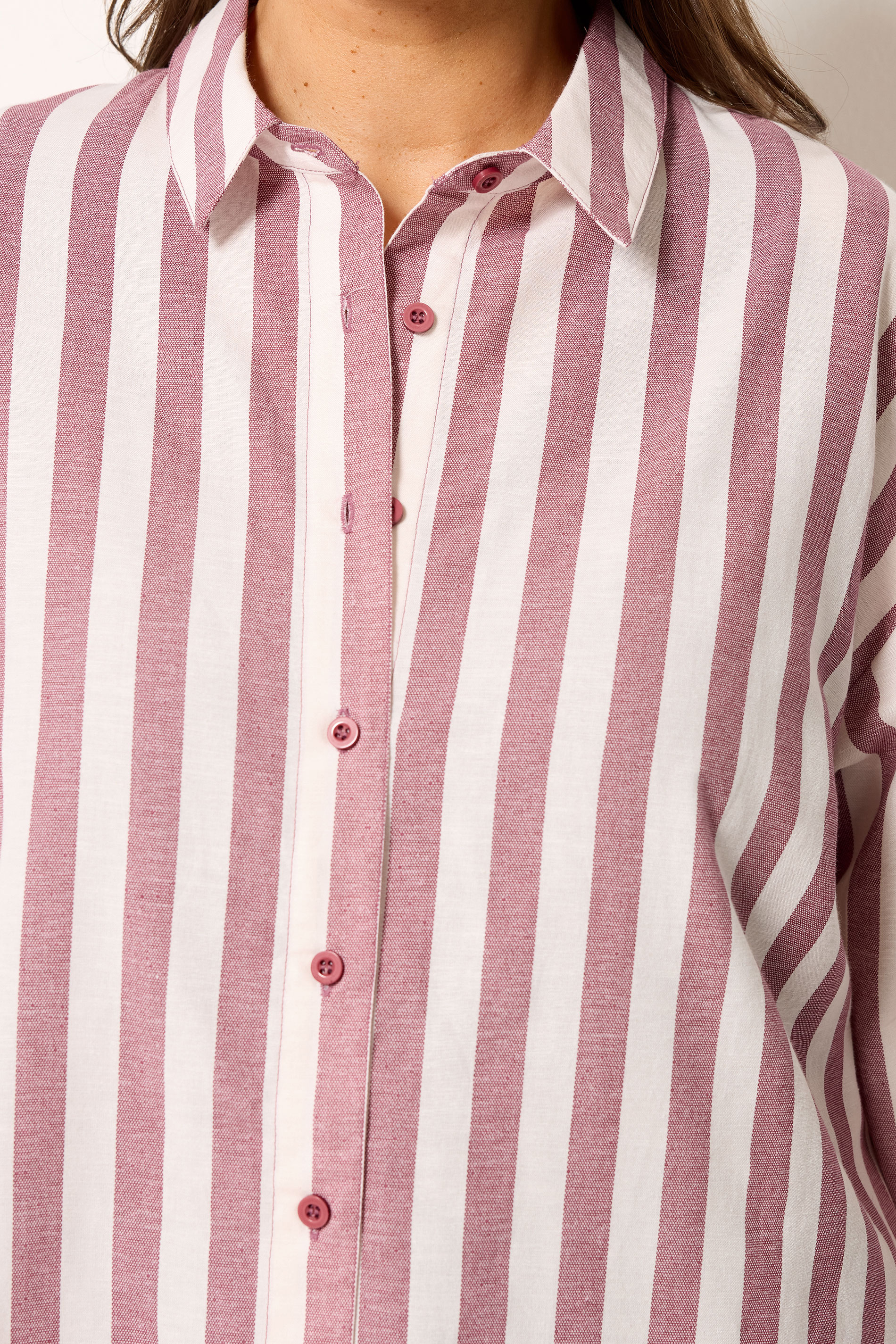 YOURS Plus Size Red Stripe Linen Shirt | Yours Clothing 5