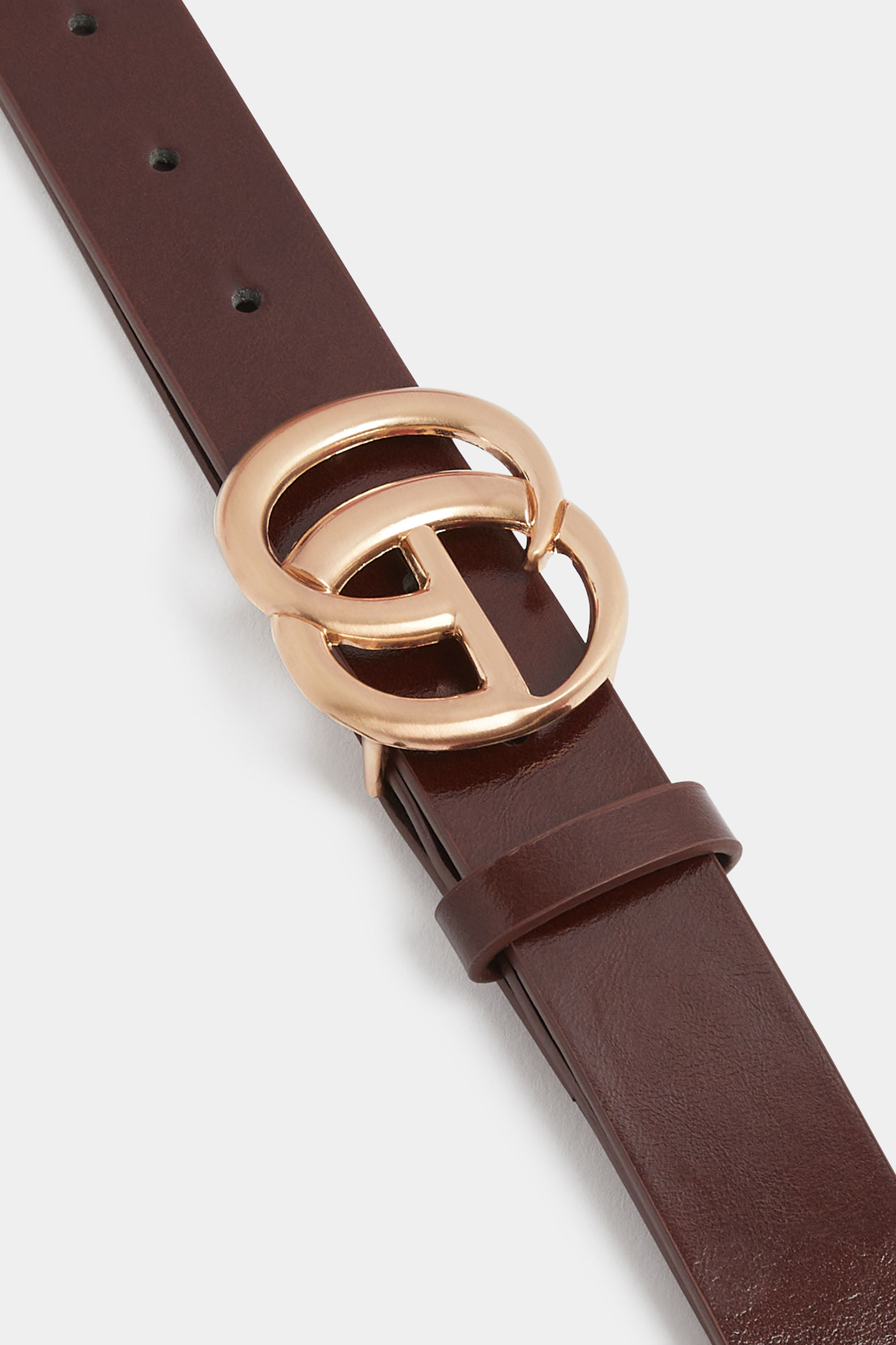 Brown Double Ring Initial Belt | Yours Clothing 2