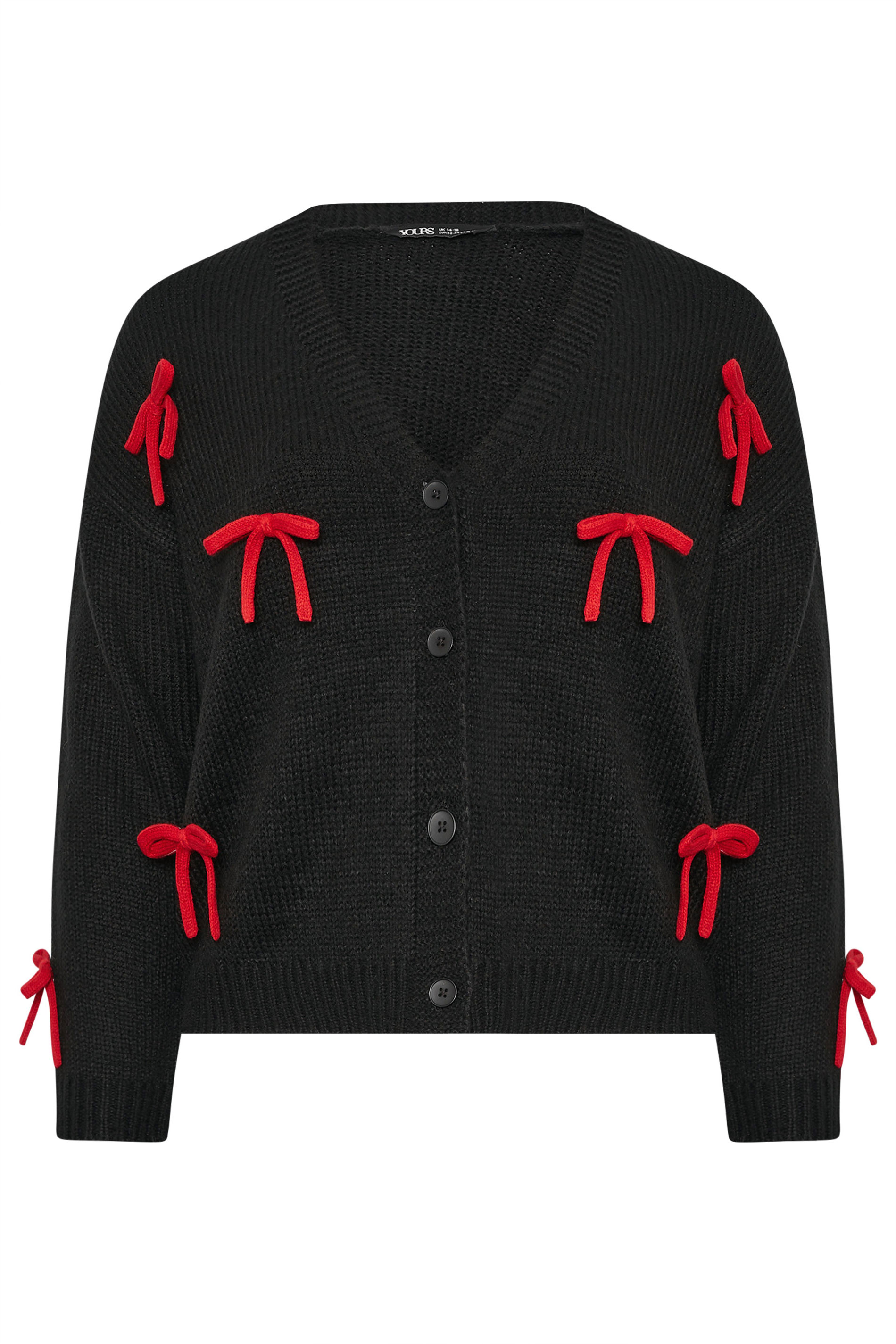 YOURS Plus Size Black Bow Detail Knitted Cardigan | Yours Clothing 6