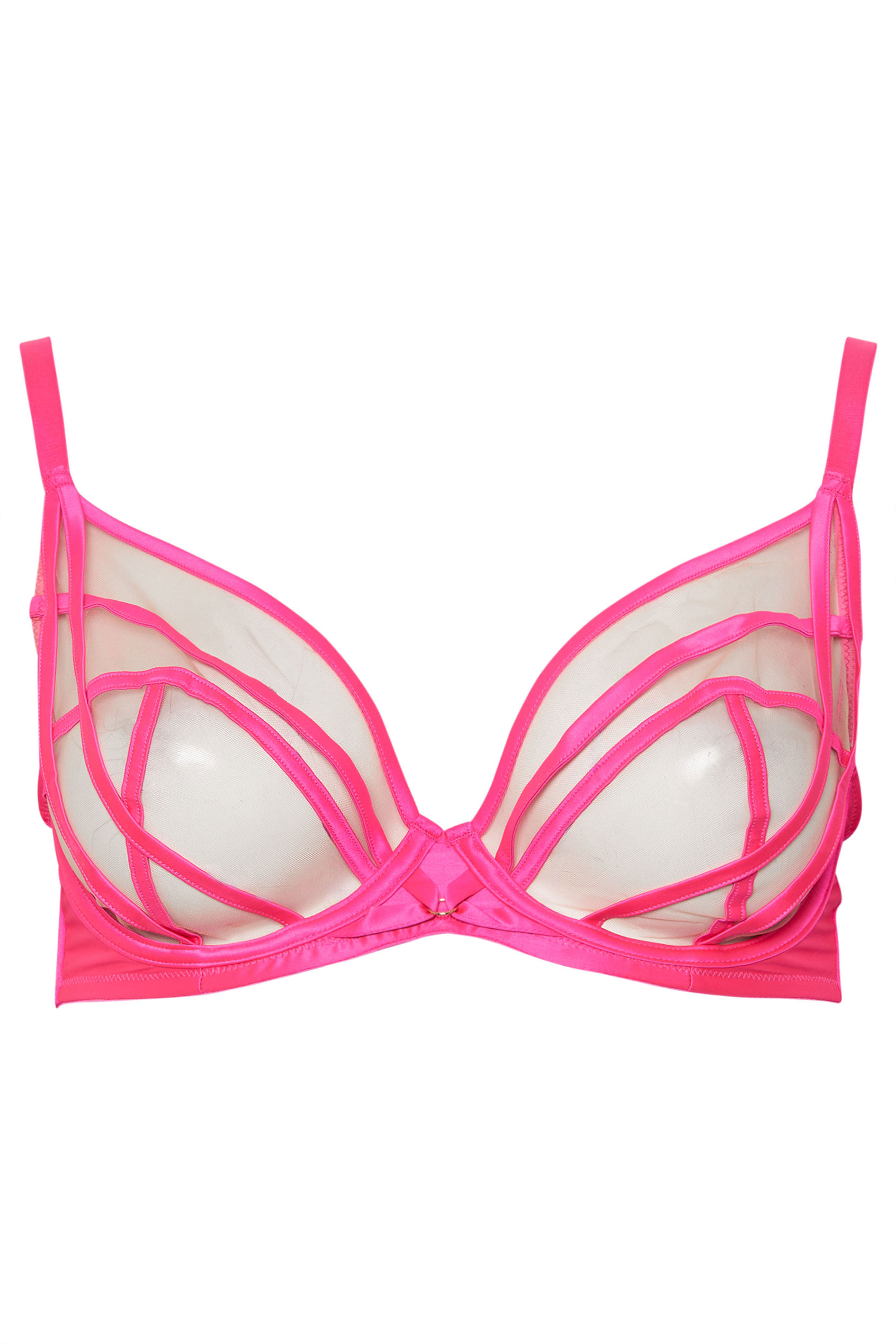 PLAYFUL PROMISES Pink Ramona Illusion Strap Underwired Bra | Yours Clothing 5