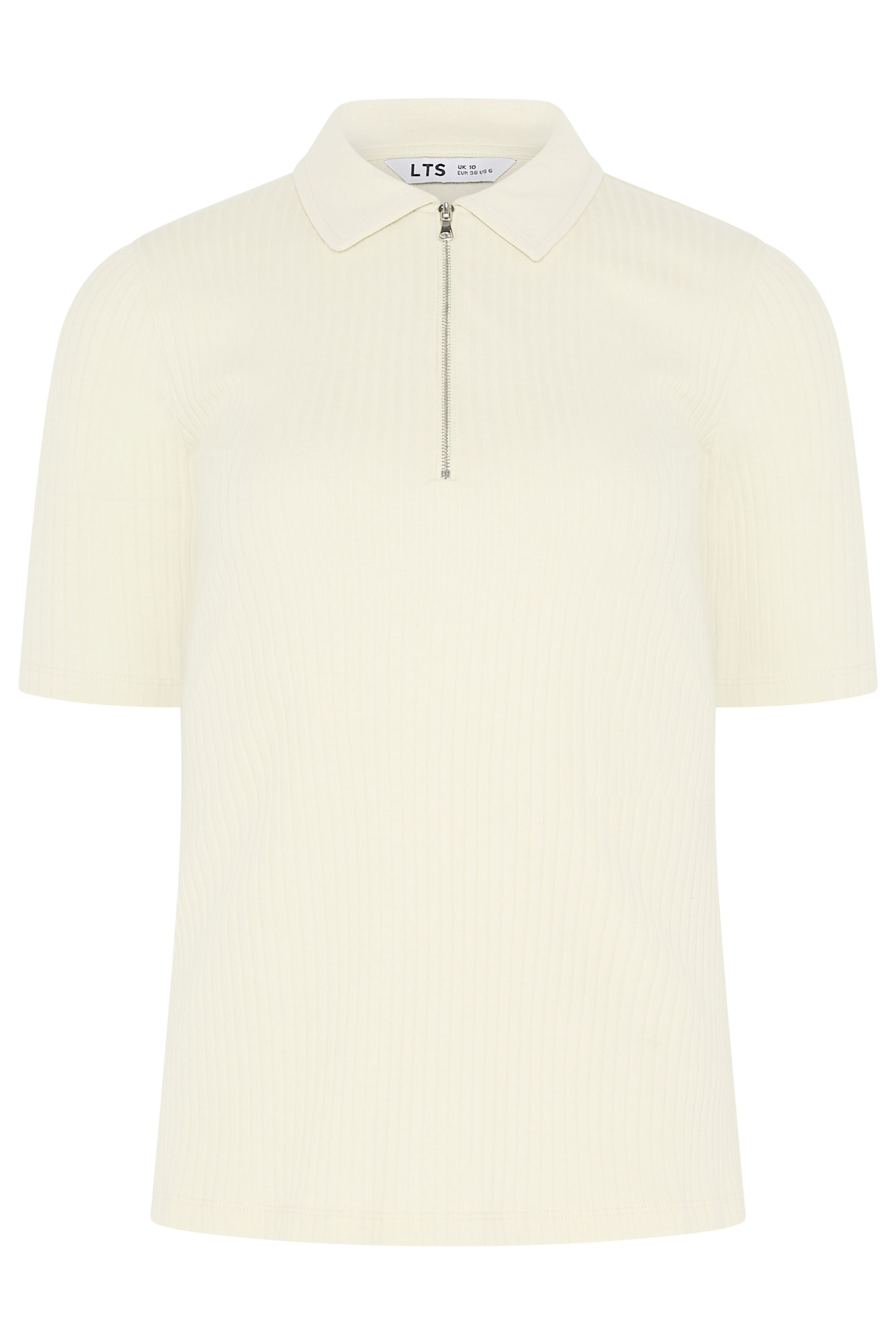 LTS Tall Women's Yellow Half Zip Ribbed Cotton Collared Top | Long Tall Sally 6