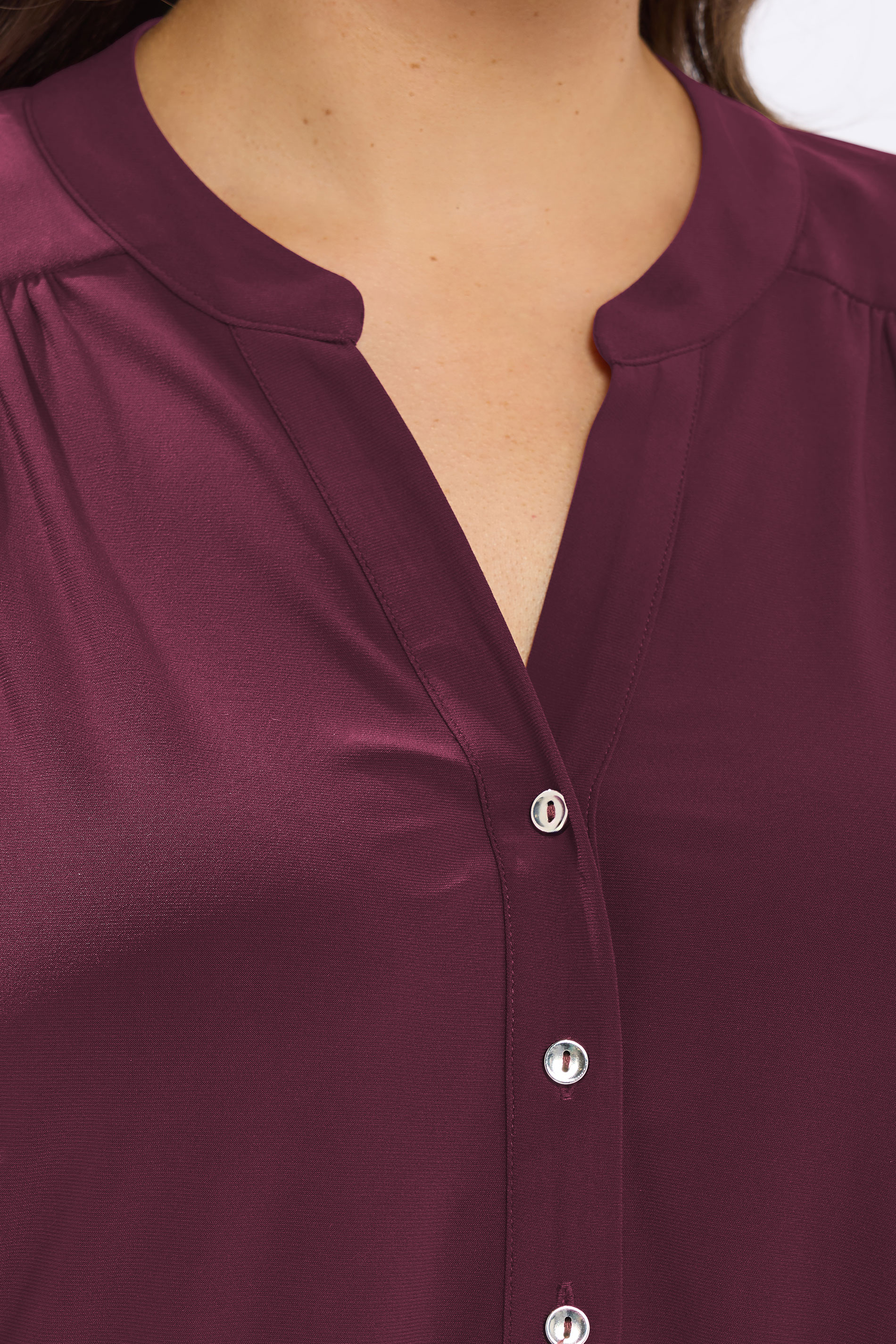 YOURS Plus Size Wine Red Half Placket Shirt | Yours Clothing 4