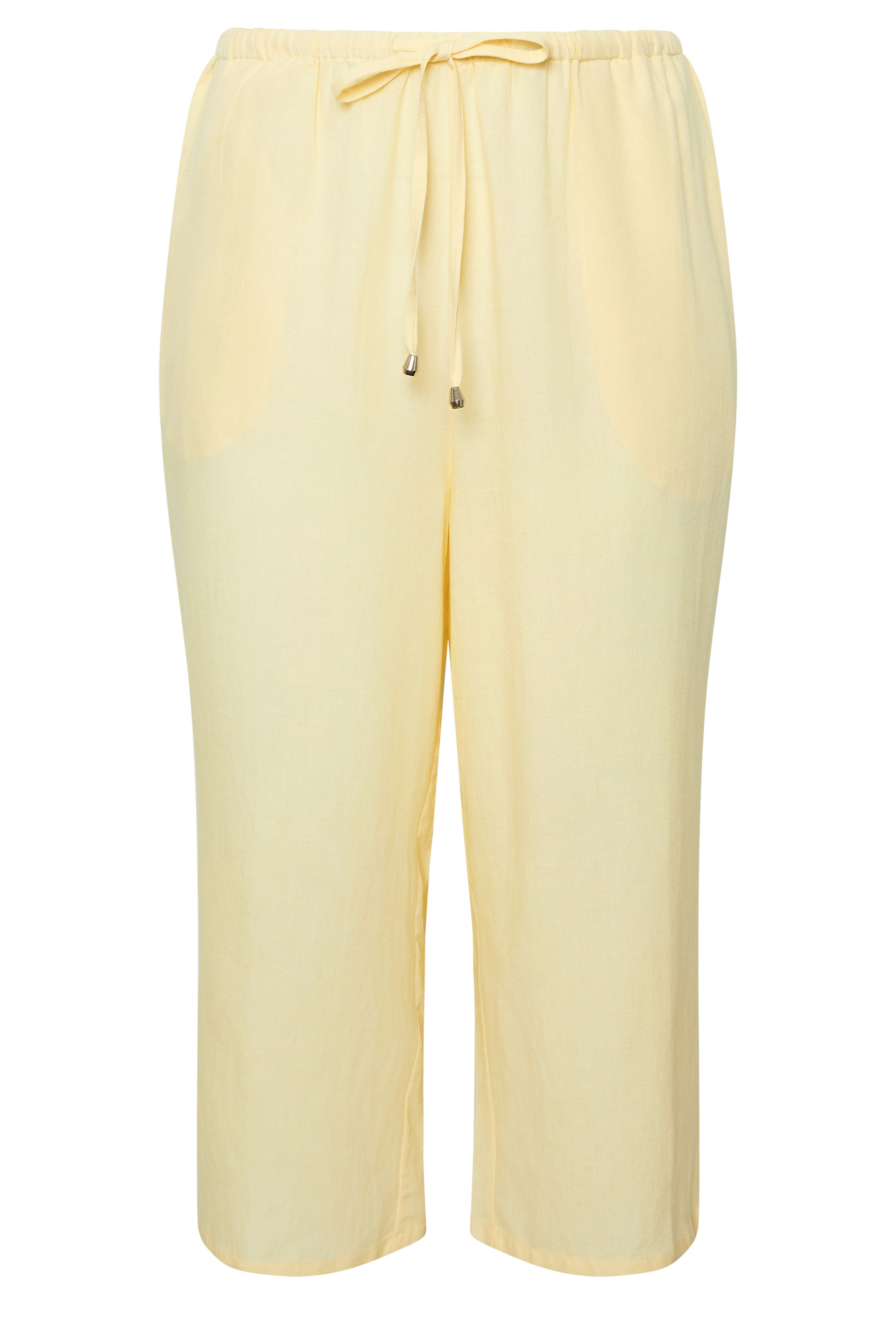 YOURS Plus Size Butter Yellow Linen Culottes | Yours Clothing 5