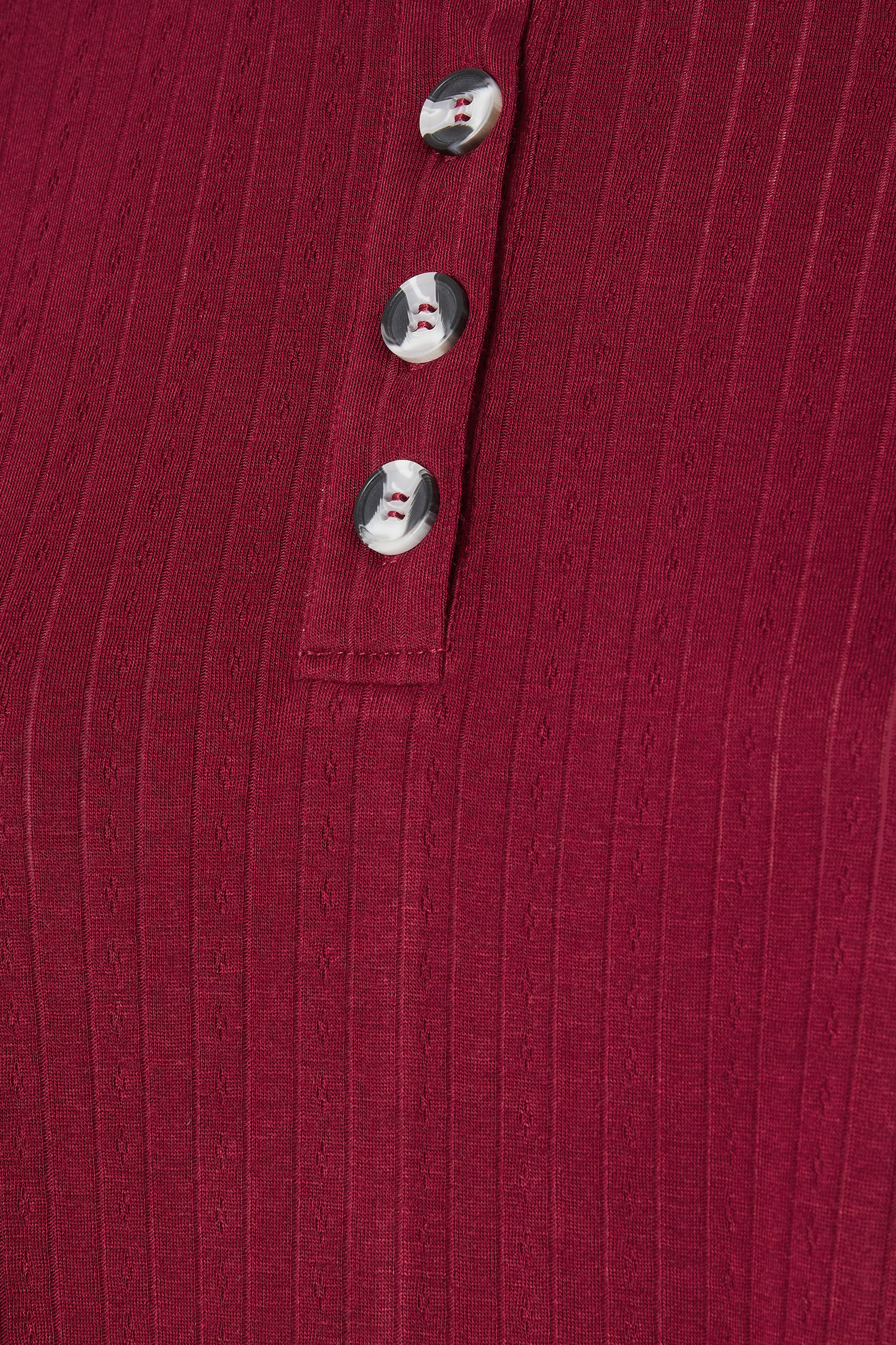 YOURS Plus Size Burgundy Red Henley Swing Top | Yours Clothing 6