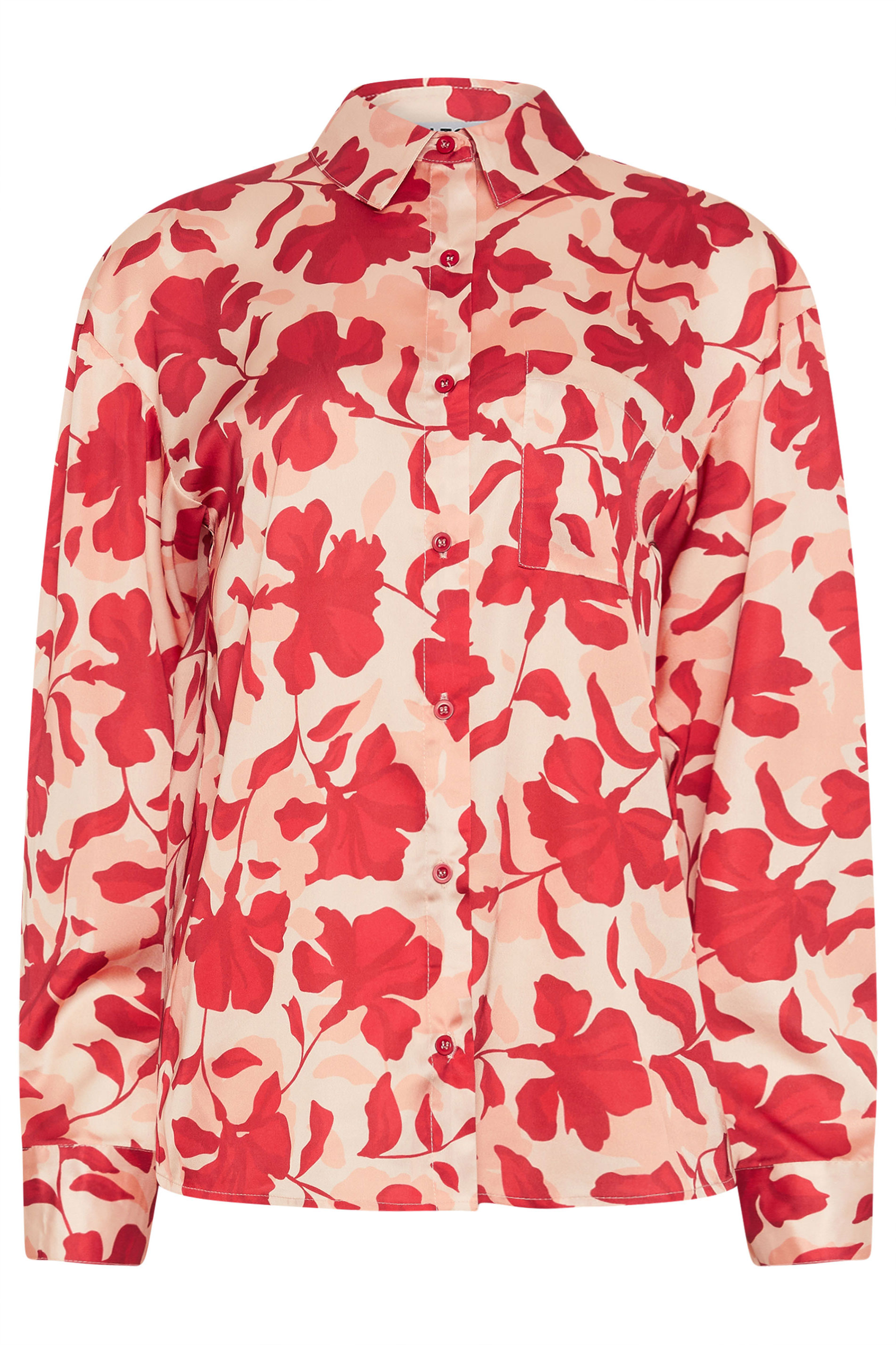 LTS Tall Women's Pink Floral Satin Button Shirt | Long Tall Sally 6